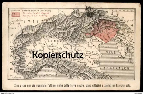 ALTE POSTKARTE SOCIETÀ GEOGRAFICA ITALIANA ITALIA TERRITORIO DEL REGNO OCCUPATO DAL NEMICO Udine Bolzano Trento Lombardi
