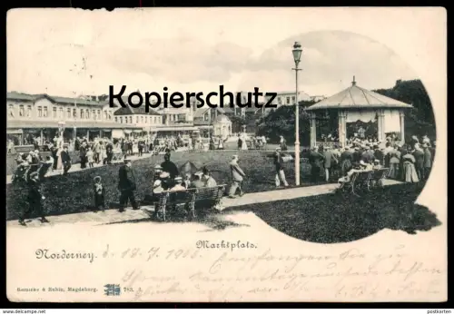 ALTE POSTKARTE NORDERNEY MARKTPLATZ 1900 Schirm parapluie umbrella Hüte hat hut Insel cpa postcard AK Ansichtskarte