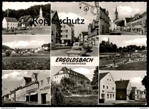 ÄLTERE POSTKARTE ERGOLDSBACH BAYERN HANS GRUBER UHREN DUGENA L. KRIN.. Volksbank Freibad Opel Ansichtskarte postcard cpa