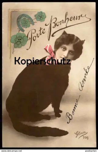 ALTE POSTKARTE KATZE VERMENSCHLICHT MONTAGE PHOTO FOTOMONTAGE Photomontage Cat Chat cpa postcard Ansichtskarte AK