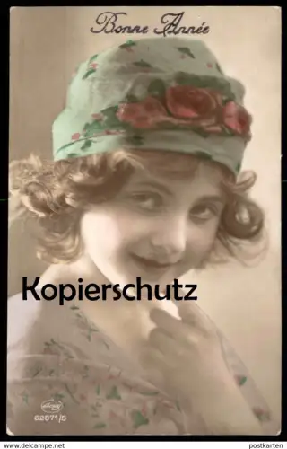 ALTE POSTKARTE BONNE ANNÉE MÄDCHEN KIND HUT fillette young girl enfant femme child Neujahr Ansichtskarte postcard cpa