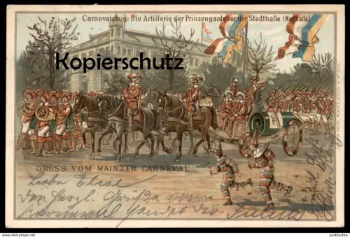 ALTE LITHO POSTKARTE GRUSS VOM MAINZER CARNEVAL Narrhalla Mainz Karneval carnival carnaval Ansichtskarte postcard AK cpa