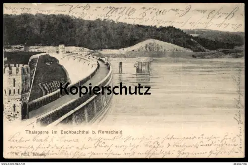 ALTE POSTKARTE THALSPERRE IM ESCHBACHTHALE BEI REMSCHEID INH. WALTER JÄGER HALTESTELLE NEUE ELEKTR. BAHN Eschbachtal