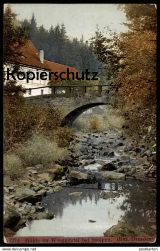 ALTE POSTKARTE MÜHLE IM WESENITZTAL BEI STOLPEN BEZ. DRESDEN Buschmühle Photochromie Ansichtskarte postcard AK