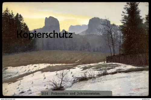 ALTE POSTKARTE FALKENSTEIN UND SCHRAMMSTEINE Bad Schand Winter Schnee Photochromie Ansichtskarte postcard AK