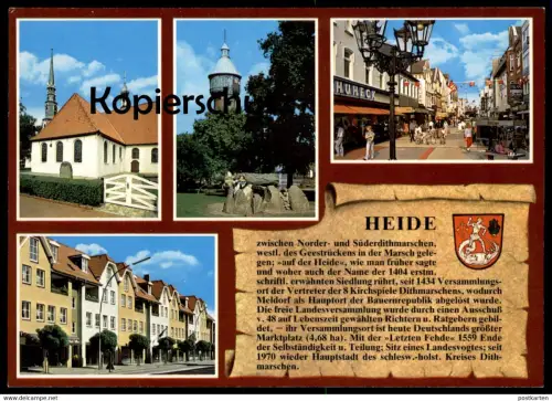 POSTKARTE HEIDE WAPPEN & GESCHICHTE CHRONIK Chronikkarte chronique chronicle storycard postcard cpa AK Ansichtskarte