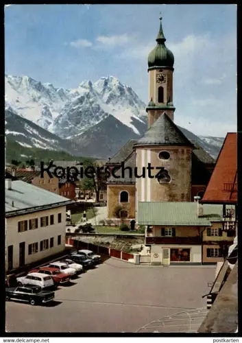 ÄLTERE POSTKARTE GARMISCH-PARTENKIRCHEN MIT AUTOS KARMANN GHIA MERCEDES Ansichtskarte postcard cpa AK