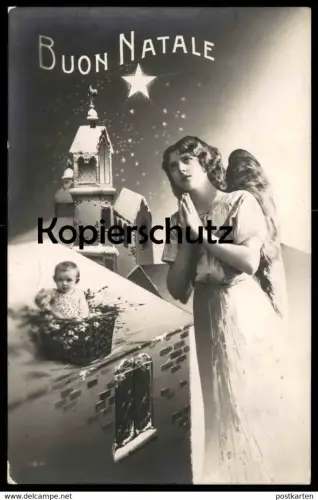 ALTE POSTKARTE BUON NATALE FROHE WEIHNACHTEN ENGEL SCHUTZENGEL Baby bébé angel ange cpa postcard Ansichtskarte AK