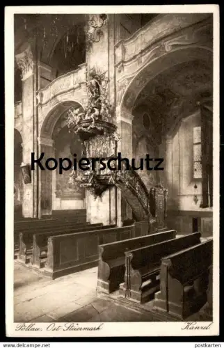 ALTE POSTKARTE PÖLLAU OSTSTEIERMARK KANZEL INNERES DER DEKANATSKIRCHE 1920 Kirche Poellau Steiermark AK Ansichtskarte