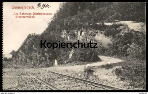 ALTE POSTKARTE GUMMERSBACH BAHNWEG DIERINGHAUSEN - GUMMERSBACH DAMPFLOK Locomotive à vapeur Zug Ansichtskarte postcard