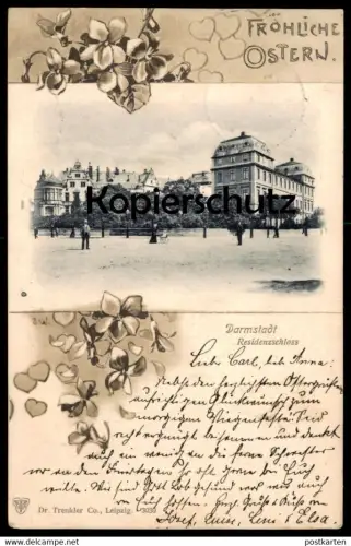 ALTE POSTKARTE FRÖHLICHE OSTERN DARMSTADT RESIDENZSCHLOSS 1902 easter paques castle chateau Ansichtskarte cpa postcard