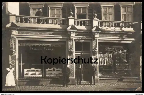 ALTE FOTO POSTKARTE REMSCHEID HASTEN LINKS: METZGEREI LUDWIGS RECHTS: VERLAG TABAK CIGARREN CARL HEIDMANN