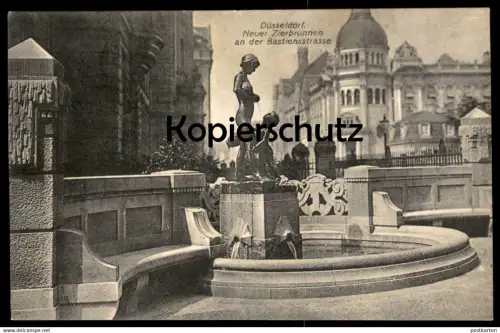 ALTE POSTKARTE DÜSSELDORF NEUER ZIERBRUNNEN AN DER BASTIONSSTRASSE Brunnen fontaine fountain Duesseldorf cpa postcard AK