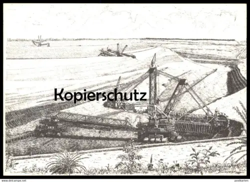 ÄLTERE POSTKARTE TAGEBAU HAMBACH BRAUNKOHLENTAGEBAU SCHAUFELRADBAGGER MAN AEG Bagger coal Rheinische Braunkohlenwerke