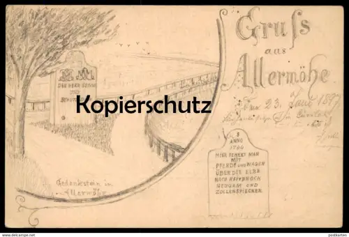 ALTE POSTKARTE ALLERMÖHE HAMBURG HIER FEHRET MAN NACH REITBROOK NEUENGAMME ZOLLENSPIECKER GANZSACHE 1897 Ansichtskarte