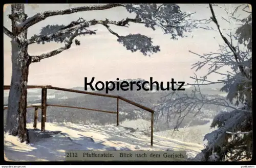ALTE POSTKARTE PFAFFENSTEIN BLICK NACH GORISCH Gohrisch Winter Schnee Lilienstein Photochromie Ansichtskarte postcard AK