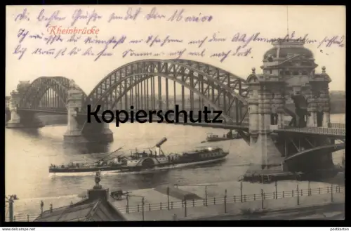 ALTE POSTKARTE KÖLN RHEINBRÜCKE DAMPFER SÜDBRÜCKE Schornstein steam ship steamer Brücke bridge postcard Ansichtskarte AK