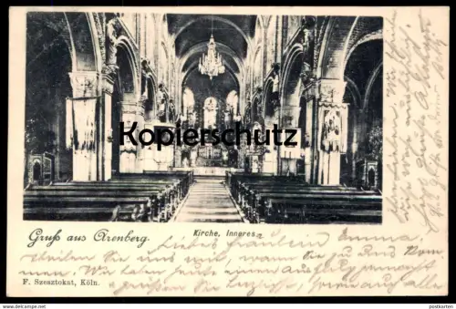 ALTE POSTKARTE GRUSS AUS ARENBERG KIRCHE INNERES 1899 KOBLENZ church église Ansichtskarte AK postcard cpa