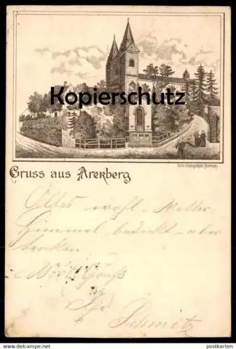 ALTE LITHO POSTKARTE GRUSS AUS ARENBERG 1900 KOBLENZ Vorläufer ? Gebr. Schlegtendal Barmen Ansichtskarte AK postcard cpa