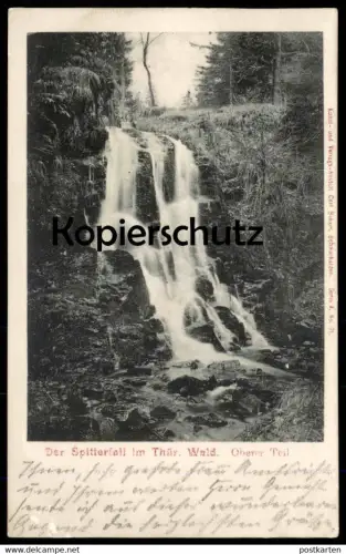 ALTE POSTKARTE DER SPLITTERFALL IM THÜRINGER WALD OBERER TEIL TAMBACH-DIETHARZ WASSERFALL cascade Ansichtskarte postcard