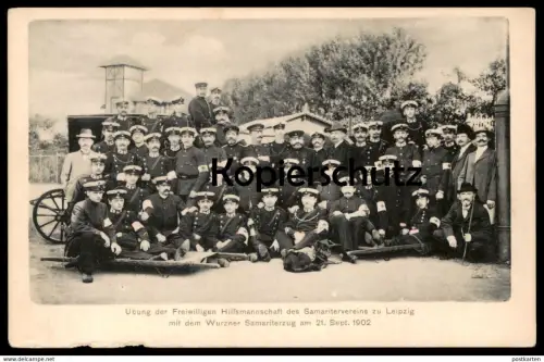 ALTE POSTKARTE LEIPZIG WURZEN ÜBUNG LEIPZIGER SAMARITERVEREIN UND WURZENER SAMARITERVEREIN ASB Samariter Ansichtskarte