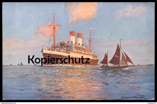 ALTE KÜNSTLER POSTKARTE HAMBURG-SÜDAMERIKANISCHE DAMPFSCHIFFAHRTSGESELLSCHAFT DAMPFER ROBERT SCHMIDT-HAMBURG postcard