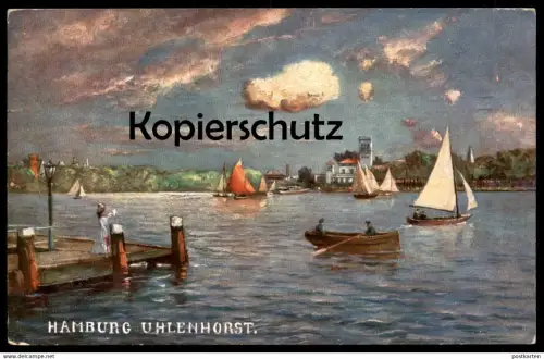 ALTE KÜNSTLER POSTKARTE HAMBURG UHLENHORST THEO STROETER' S STÄDTEANSICHTEN Hafen Fähre Schiff ship Ansichtskarte cpa AK