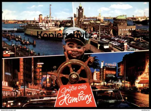 ÄLTERE POSTKARTE HAMBURG ST. PAULI REEPERBAHN BEI NACHT ASTRA BIER KAPITÄN CINZANO captain Ansichtskarte postcard cpa AK