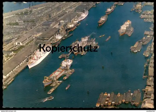 ÄLTERE POSTKARTE ROTTERDAM HAVENGEZICHT HAVEN Luftbild Hafen harbour port Schiff cargo ship Ansichtskarte cpa postcard