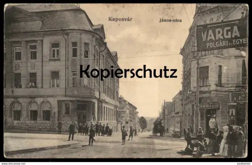 ALTE POSTKARTE KAPOSVAR JANOS-UTCA VARGA POLGARI UNCAR BELA ES EDE Hungary Ungarn Magyarorszag Magyar postcard cpa AK