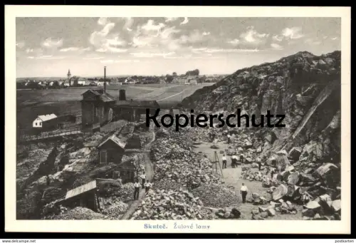 ALTE POSTKARTE SKUTEC SKUTSCH STEINBRUCH ZULOVE LOMY FELDBAHN LORE narrow-gauge railway wagon de decauville cpa postcard