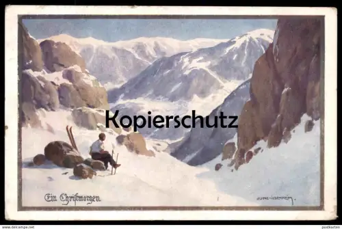 ALTE POSTKARTE FRANZ XAVER JUNG-ILSENHEIM EIN CHRISTMORGEN 1939 Ski Winter hiver Schnee snow Wia Leipzig cpa postcard AK