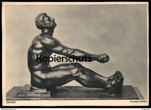 ALTE POSTKARTE HERMANN ZETTLITZER RUDERER 1942 DEUTSCHE PLASTIK Bildhauer sculpteur nude man postcard cpa AK