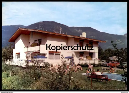 ÄLTERE POSTKARTE LANA BEI MERAN HAUS MARTHA INNERHOFER Opel Schwimmbecken piscine swimming pool Ansichtskarte postcard