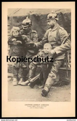 ALTE POSTKARTE MILITÄR 1. WELTKRIEG GERMAN ATROCITY SOLDAT PROPAGANDA KINDER KIND children Ansichtskarte postcard cpa AK