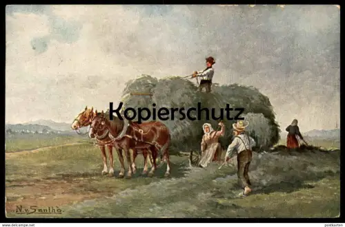 ALTE POSTKARTE N. VON SANTHO MIKLÓS HEUERNTE BAUERN ERNTE BLESSE Heuwagen harvest Ansichtskarte postcard cpa AK