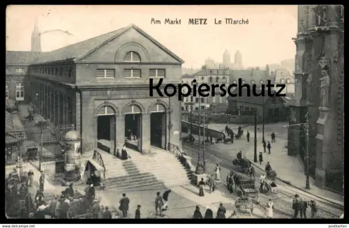 ALTE POSTKARTE METZ AM MARKT LE MARCHÉ PFERDEKUTSCHE COCHE HORSE-DRAWN CARRIAGE Ansichtskarte postcard cpa AK