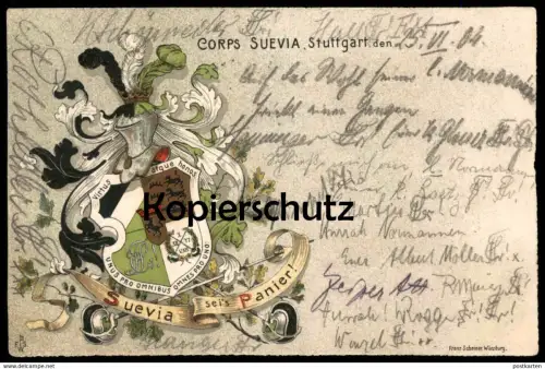 ALTE POSTKARTE CORPS SUEVIA STUTTGART STUDENTIKA STUDENTICA CORPS SUEVIA NACH NORMANNIA HANNOVER FRANZ SCHEINER VERLAG