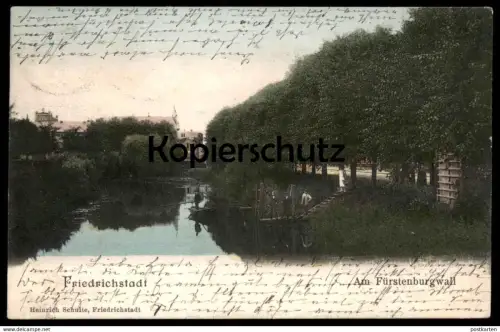 ALTE POSTKARTE FRIEDRICHSTADT AM FÜRSTENBURGWALL 1905 ANGLER fisher pêcheur Ansichtskarte postcard AK cpa