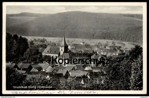 ALTE POSTKARTE STAHLBAD KÖNIG IM ODENWALD PANORAMA 1934 Totalansicht Total Gesamtansicht Ansichtskarte cpa postcard AK