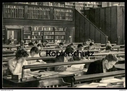 ALTE POSTKARTE LESESAAL DER DEUTSCHEN BÜCHEREI LEIPZIG Bibliothek library bibliotheque reading book Buch lesen postcard