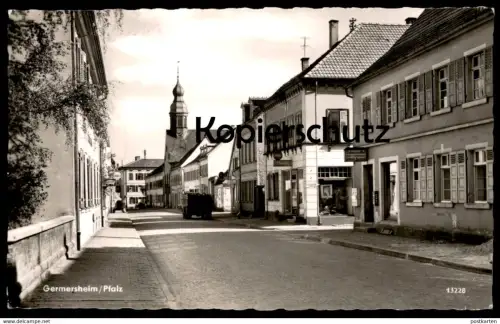 ALTE POSTKARTE GERMERSHEIM PFALZ SHELL TANKSTELLE VIVIL-AUTOMAT TEXTIL REMBOR LEBENSMITTEL JAKOB KONRAD Ansichtskarte