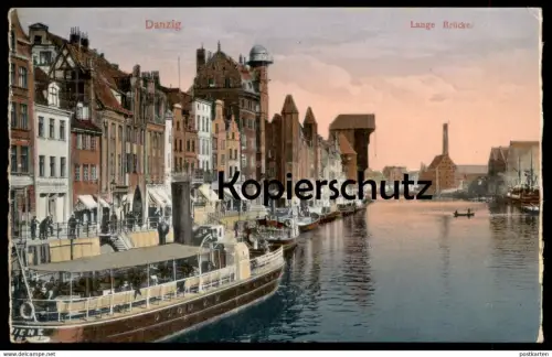 ALTE POSTKARTE DANZIG LANGE BRÜCKE SCHIFF Gdansk Polska Poland postcard Ansichtskarte cpa AK