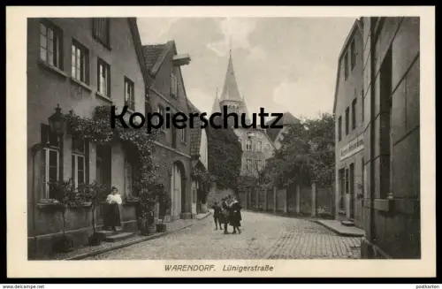ALTE POSTKARTE WARENDORF LÜNIGERSTRASSE Lüningerstrasse Lüninger Str. Metzgerei Hermann Brune postcard Ansichtskarte cpa