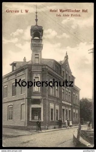 ALTE POSTKARTE GREVEN IN WESTFALEN HOTEL WESTFÄLISCHER HOF INHABER ALOIS FRÖLICH Gaststätte postcard Ansichtskarte cpa