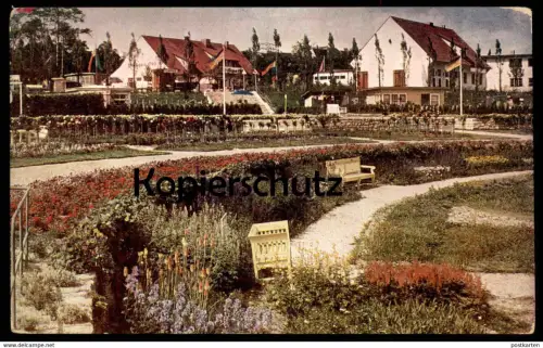ALTE POSTKARTE BLICK AUF DEN TERRASSENGARTEN DES BERLINER AUSSTELLUNGSGEBÄUDE AM FUNKTURM SOMMERSCHAU BERLIN 1932 AK cpa