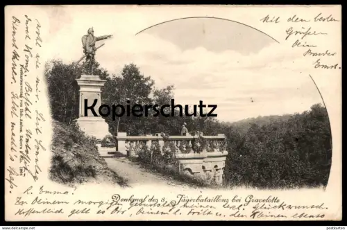 ALTE POSTKARTE DENKMAL DES 8. JÄGERBATAILLONS BEI GRAVELOTTE monument postcard Ansichtskarte cpa AK