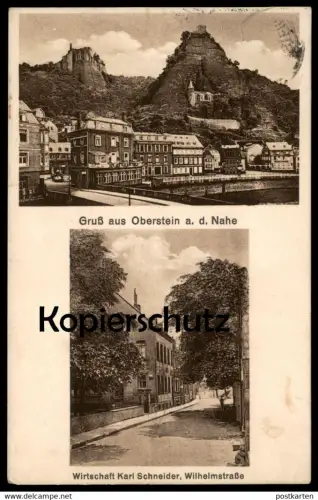 ALTE POSTKARTE GRUSS AUS OBERSTEIN AN DER NAHE WIRTSCHAFT KARL SCHNEIDER WILHELMSTRASSE IDAR-OBERSTEIN postcard cpa AK