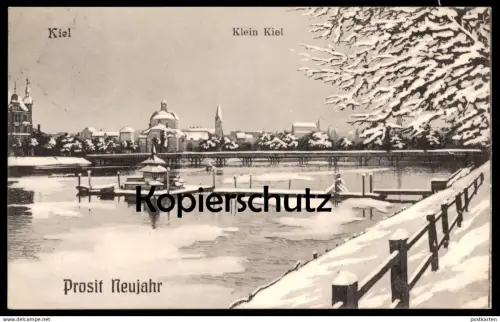 ALTE POSTKARTE KIEL KLEIN KIEL 1908 PROSIT NEUJAHR Winter Schnee snow postcard Ansichtskarte cpa AK