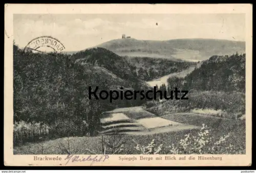 ALTE POSTKARTE BRACKWEDE SPIEGELS BERGE MIT BLICK AUF DIE HÜNENBURG Bielefeld Ansichtskarte cpa postcard AK